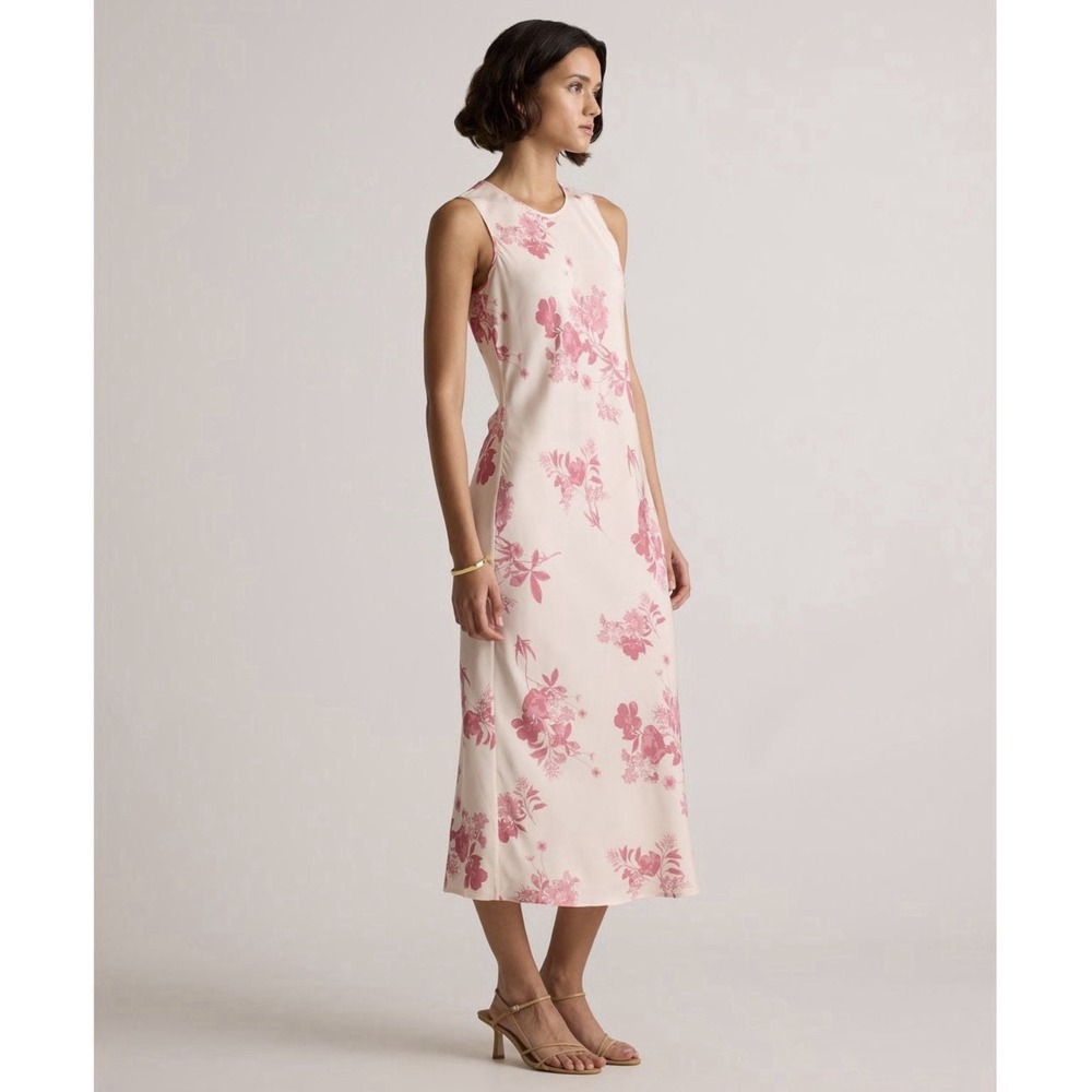 Quince Washable Silk Pink Floral Tank Midi Dress Sz Sz M Feminine - Picture 5 of 16